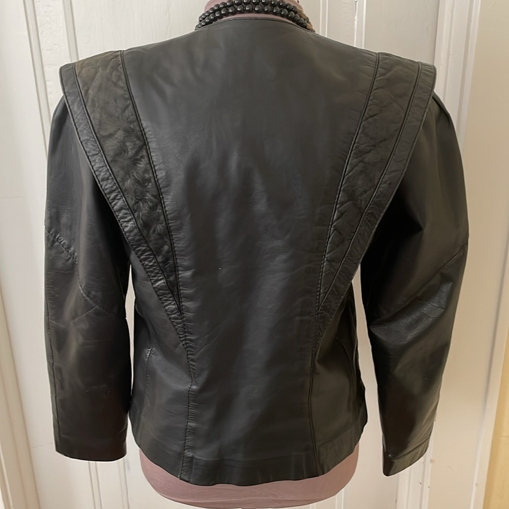 Vintage 90s Black Leather Womens Jacket Size 40/ US 10 - Picture 4 of 8